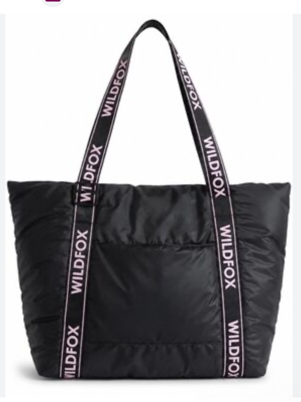 NWT Wildfox Large Puffy Travel Tote with Black and Pink Straps